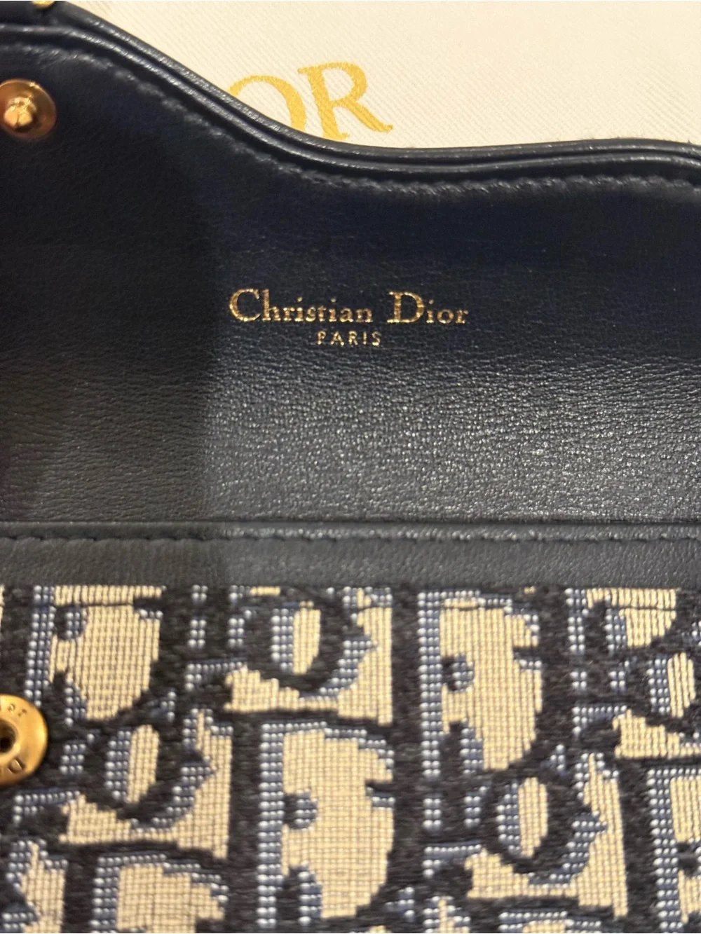 Christian Dior Oblique Saddle Card Holder Blue